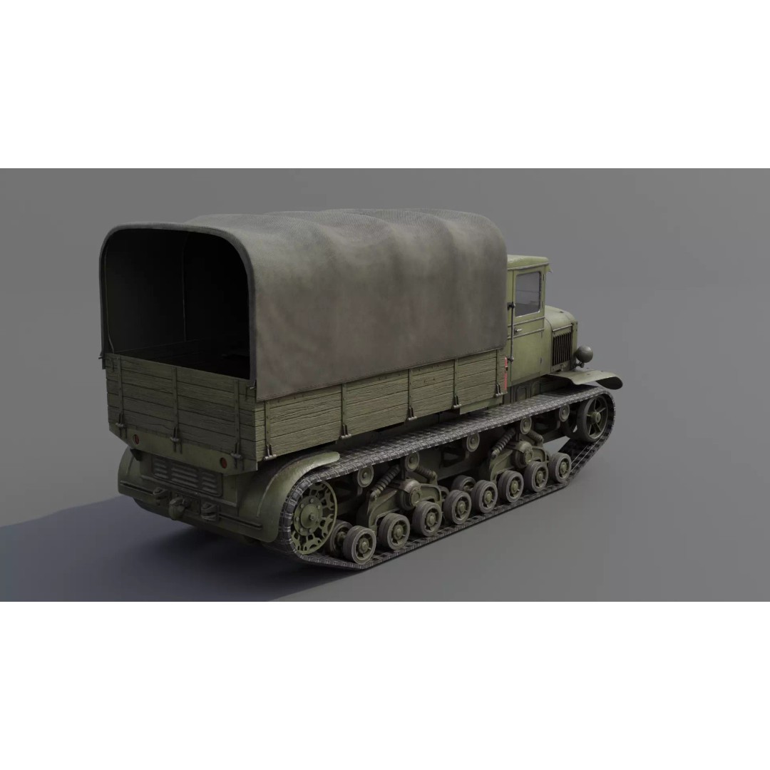 Voroshilovets Artillery Tractor 3D Model – Low Poly Game Asset, FBX - View 21