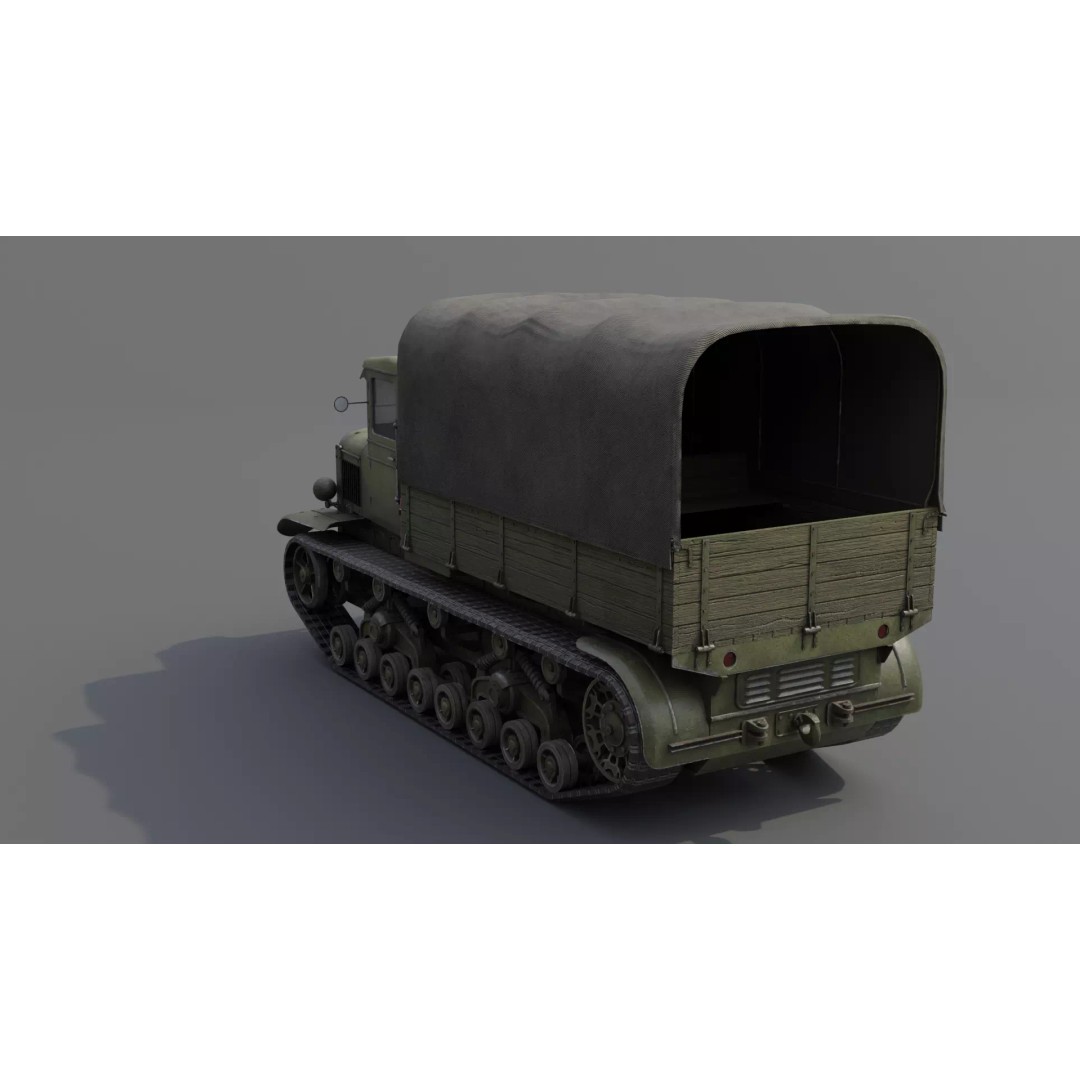 Voroshilovets Artillery Tractor 3D Model – Low Poly Game Asset, FBX - View 23