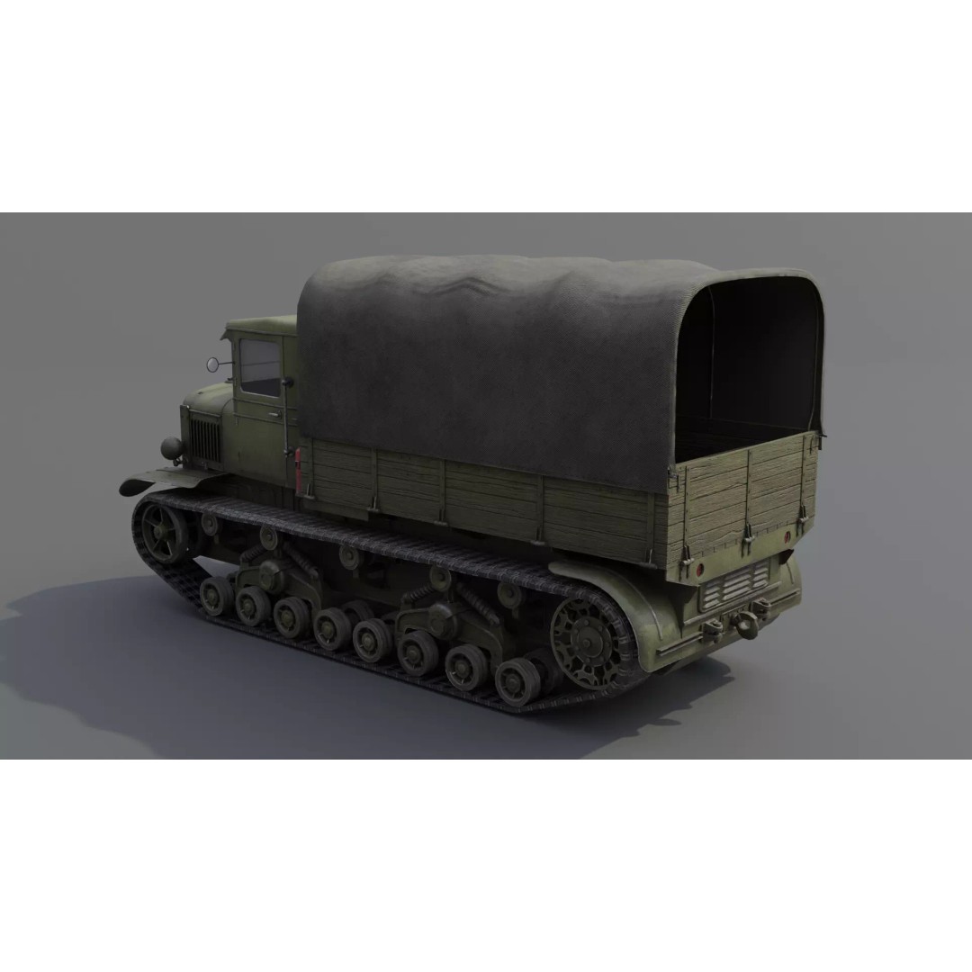 Voroshilovets Artillery Tractor 3D Model – Low Poly Game Asset, FBX - View 5