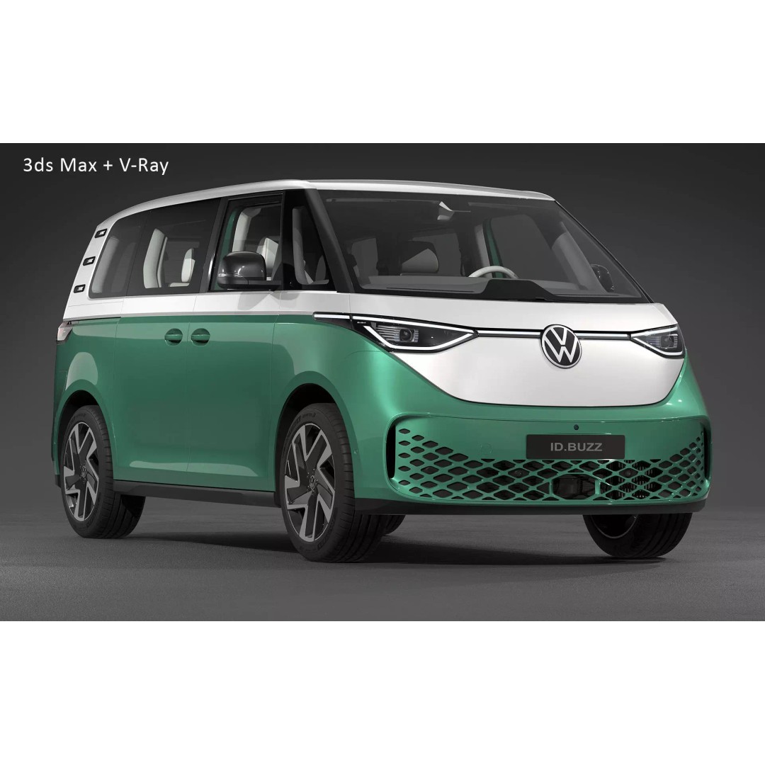 2025 Volkswagen ID Buzz SWB Green 3D Model – Photorealistic Vehicle Asset, FBX, OBJ - View 27