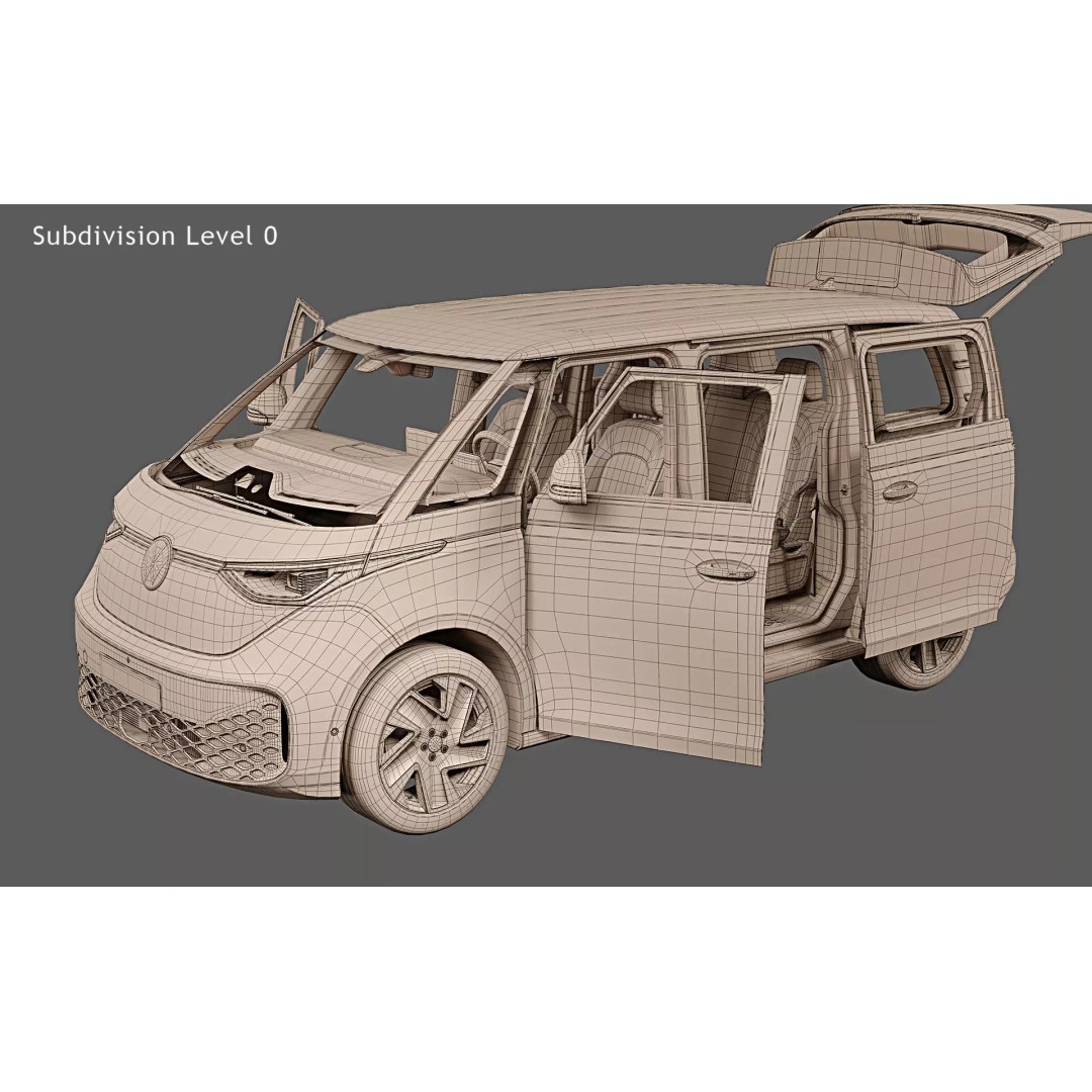 2025 Volkswagen ID Buzz SWB Green 3D Model – Photorealistic Vehicle Asset, FBX, OBJ - View 32