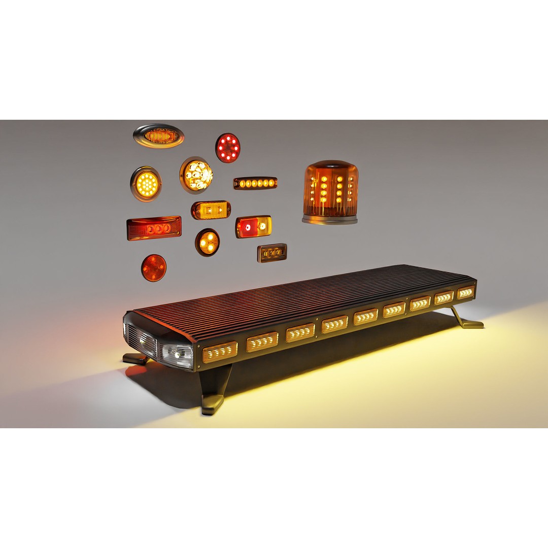Emergency Lights and Markers 3D Model – High Poly Vehicle Parts, FBX, OBJ