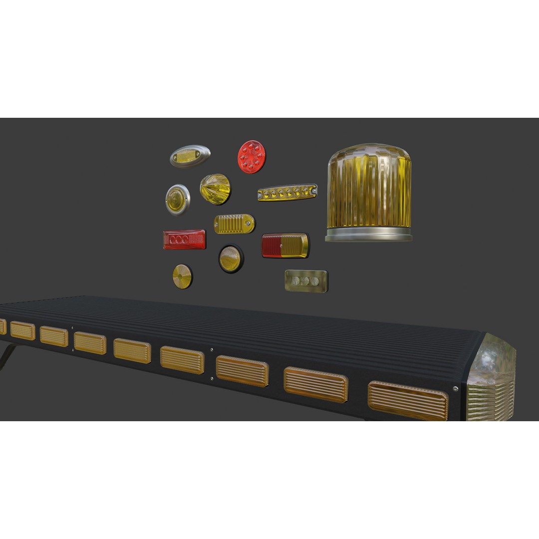 Emergency Lights and Markers 3D Model – High Poly Vehicle Parts, FBX, OBJ - View 11