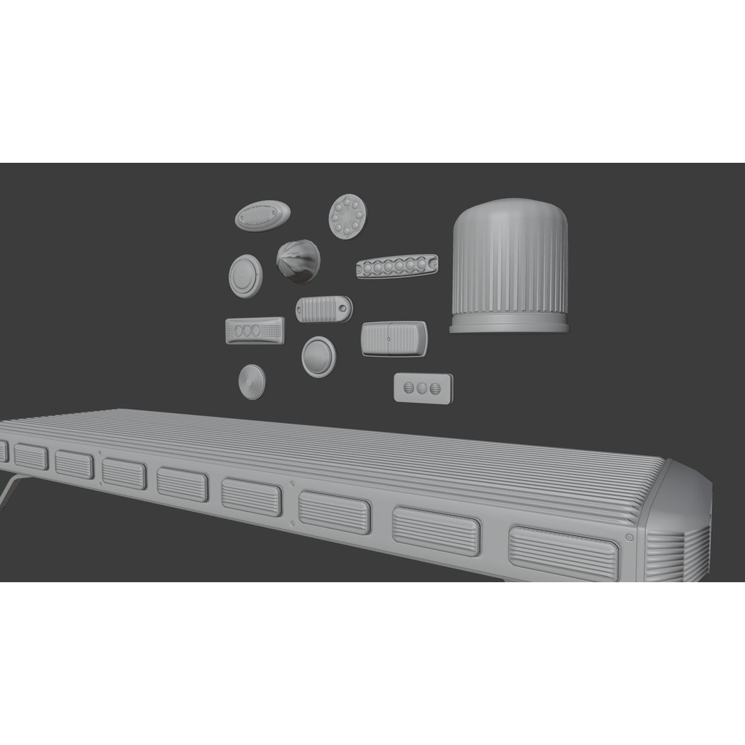 Emergency Lights and Markers 3D Model – High Poly Vehicle Parts, FBX, OBJ - View 12
