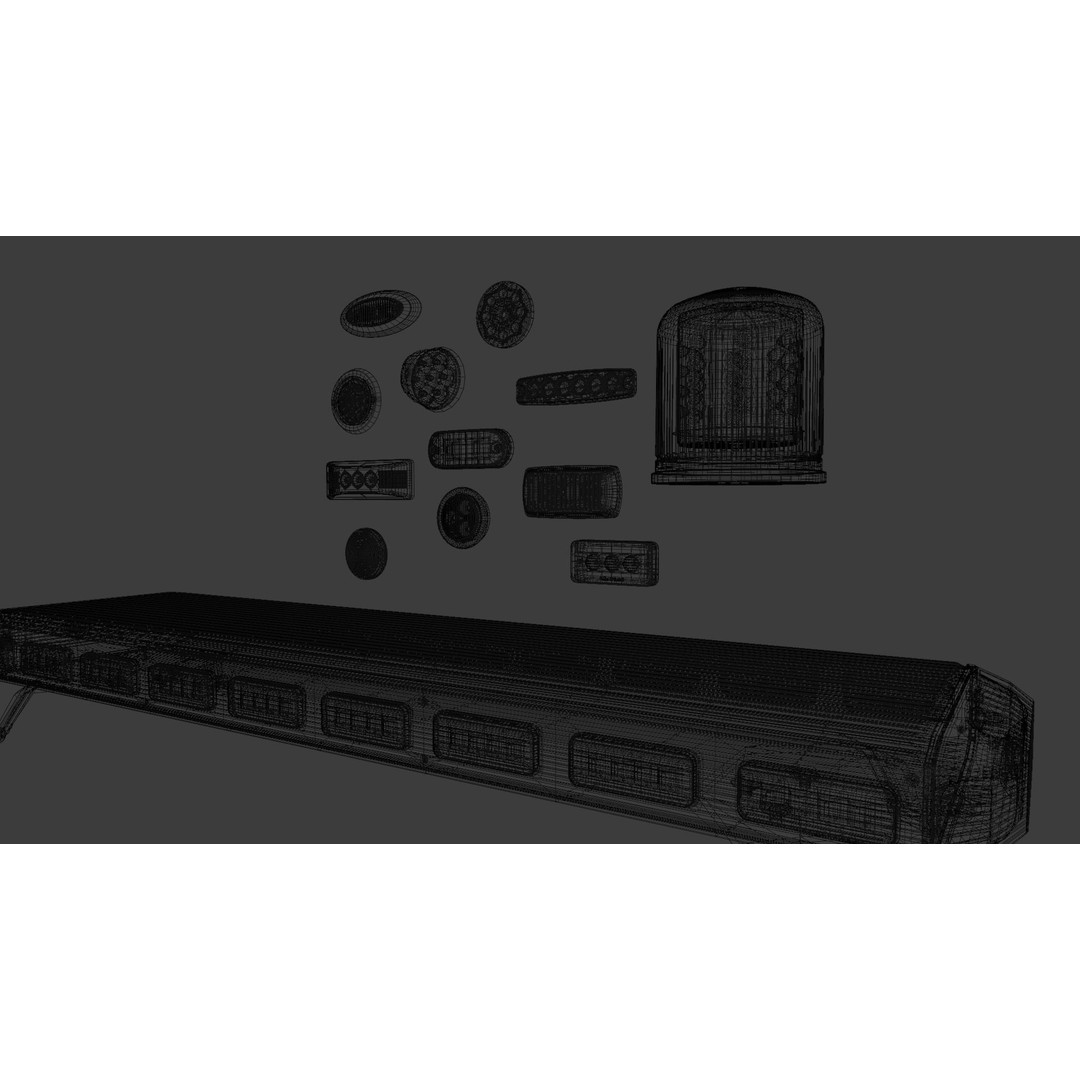 Emergency Lights and Markers 3D Model – High Poly Vehicle Parts, FBX, OBJ - View 13
