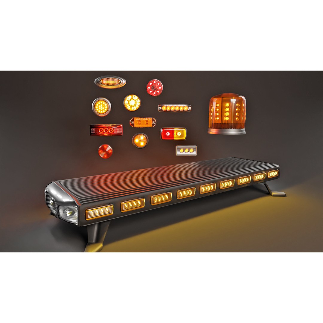 Emergency Lights and Markers 3D Model – High Poly Vehicle Parts, FBX, OBJ - View 4