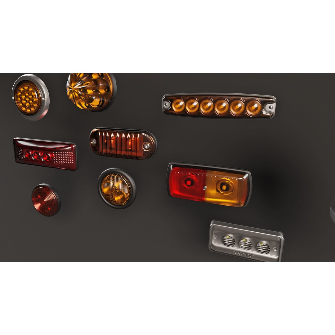 Emergency Lights and Markers 3D Model – High Poly Vehicle Parts, FBX, OBJ - View 6