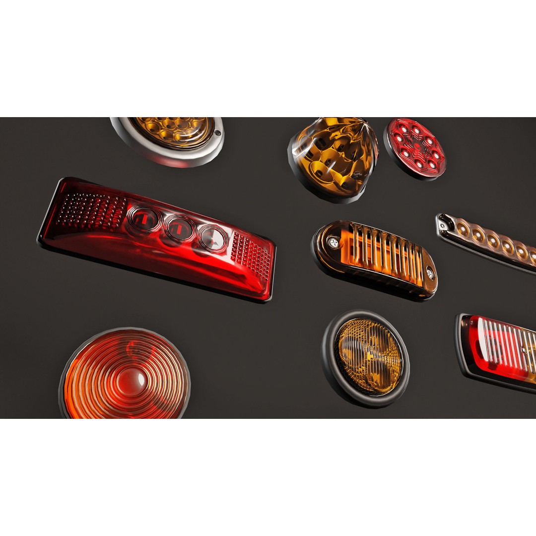 Emergency Lights and Markers 3D Model – High Poly Vehicle Parts, FBX, OBJ - View 7