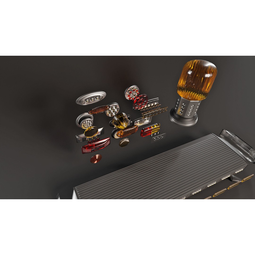 Emergency Lights and Markers 3D Model – High Poly Vehicle Parts, FBX, OBJ - View 9