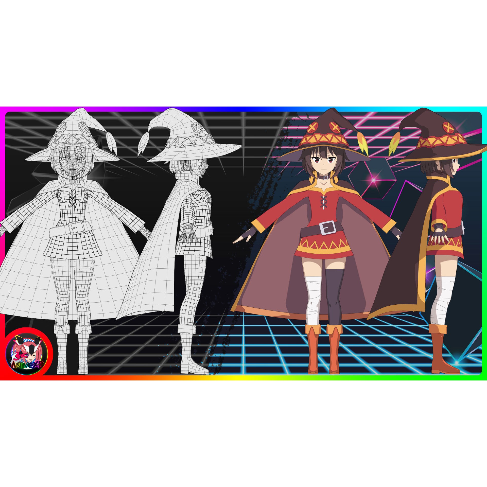 Megumin - Rigged Anime Character 3D Model - View 11
