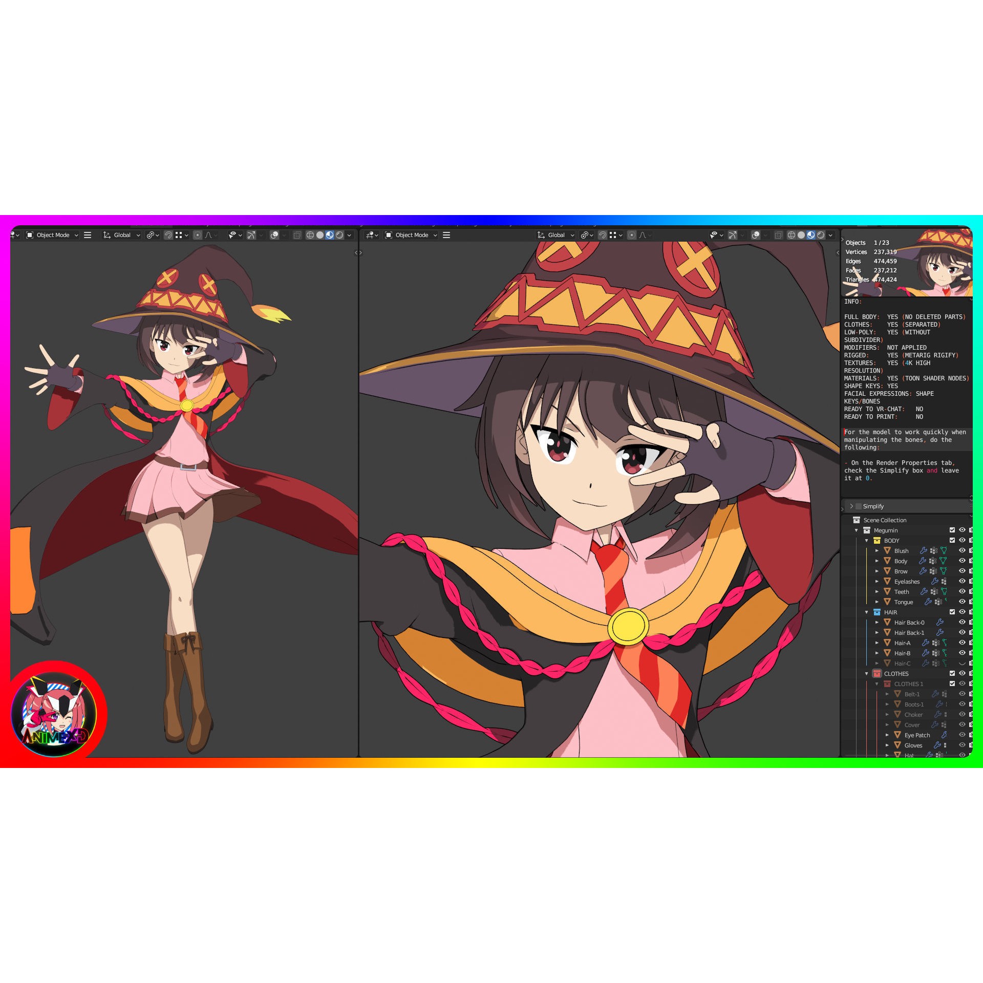 Megumin - Rigged Anime Character 3D Model - View 18