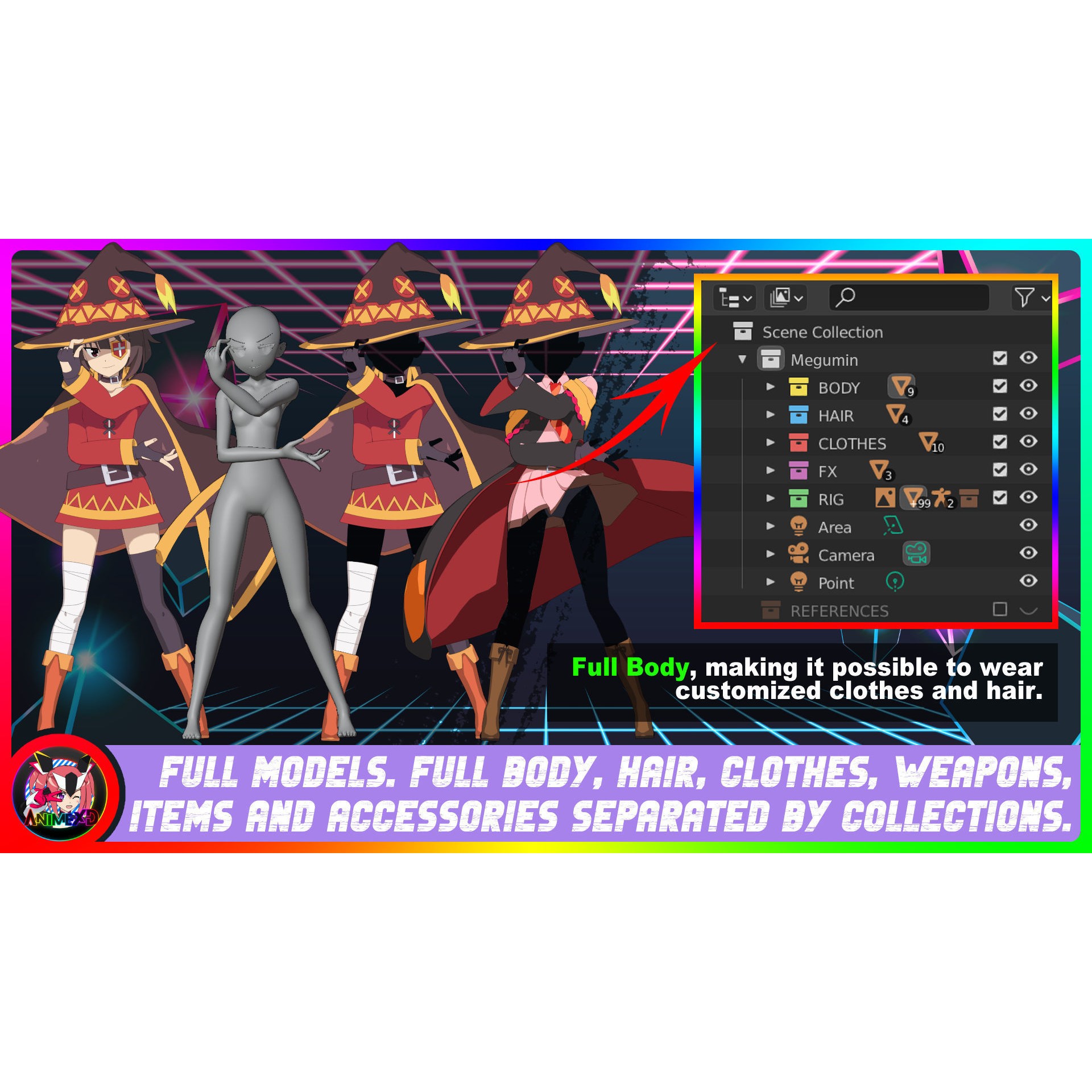 Megumin - Rigged Anime Character 3D Model - View 3