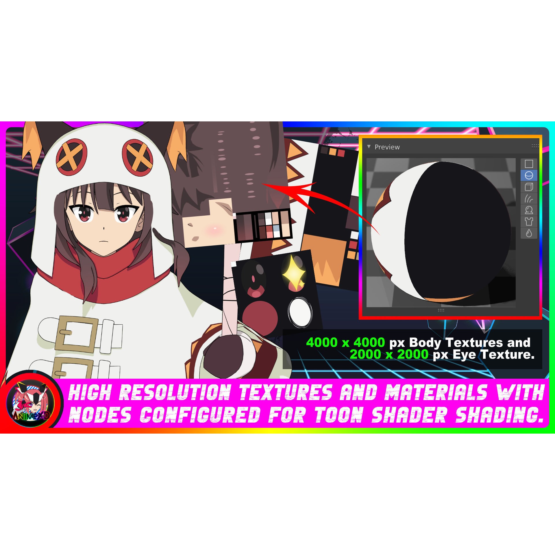 Megumin - Rigged Anime Character 3D Model - View 4