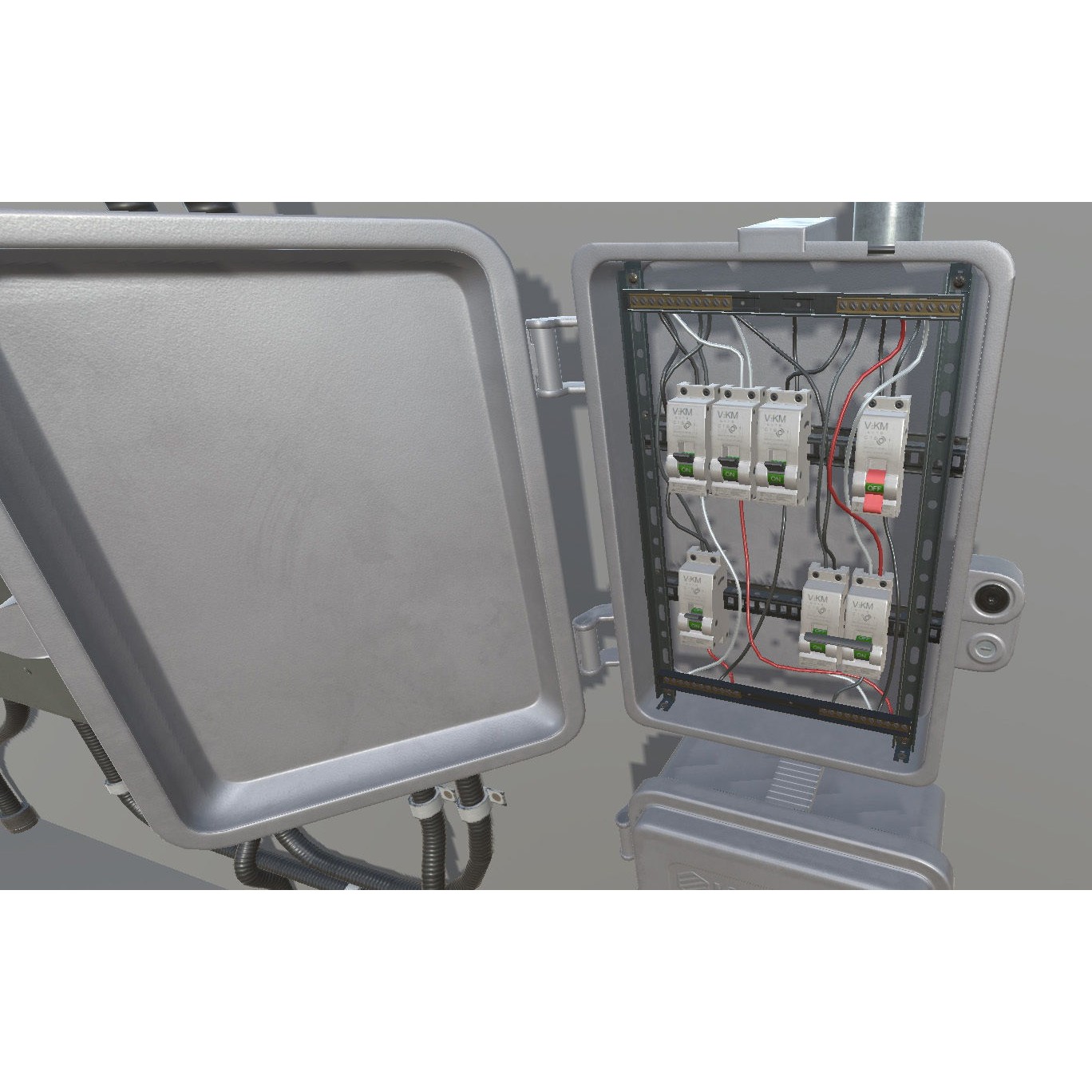 Fuse Boxes with Modular Wiring - Low-Poly Game-Ready 3D Model - View 14