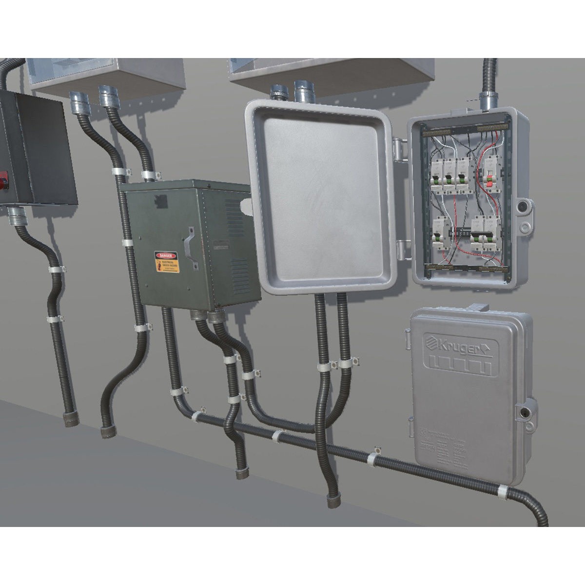 Fuse Boxes with Modular Wiring - Low-Poly Game-Ready 3D Model - View 15