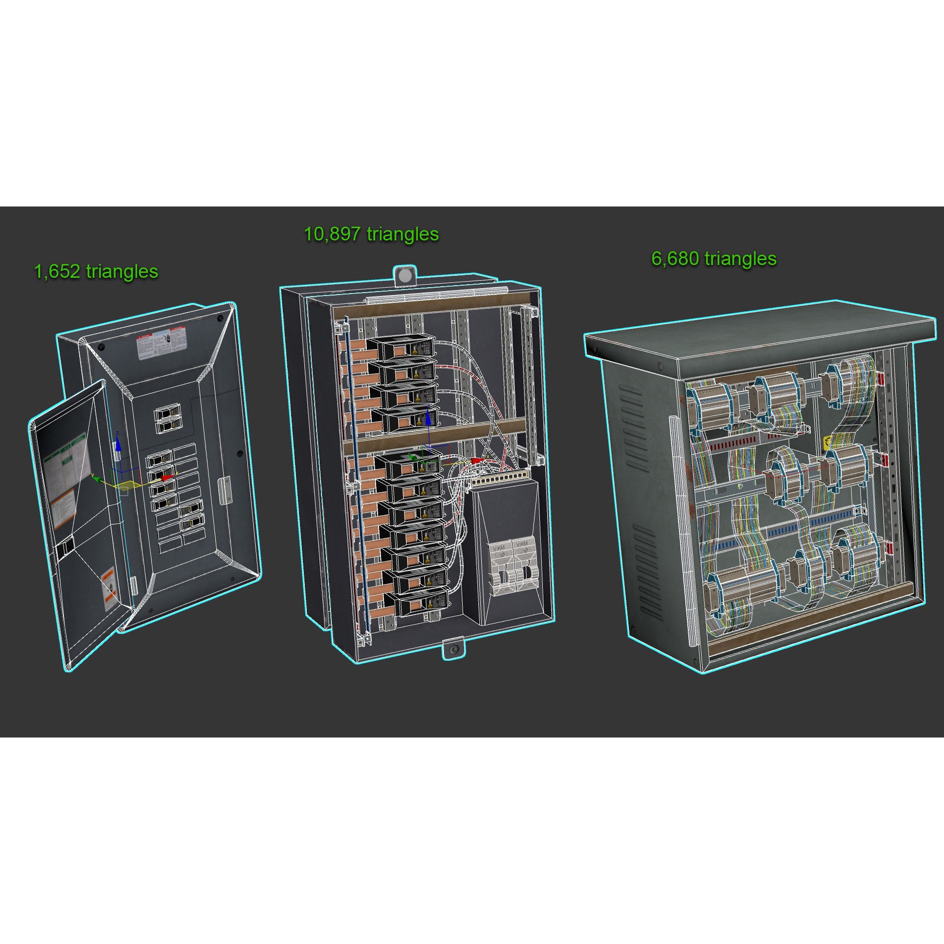Fuse Boxes with Modular Wiring - Low-Poly Game-Ready 3D Model - View 16