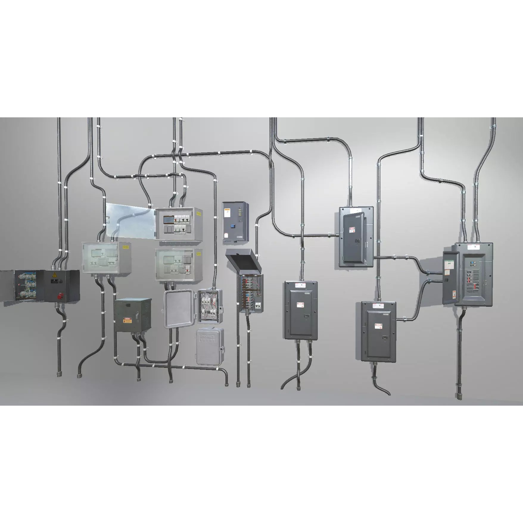 Fuse Boxes with Modular Wiring - Low-Poly Game-Ready 3D Model - View 2