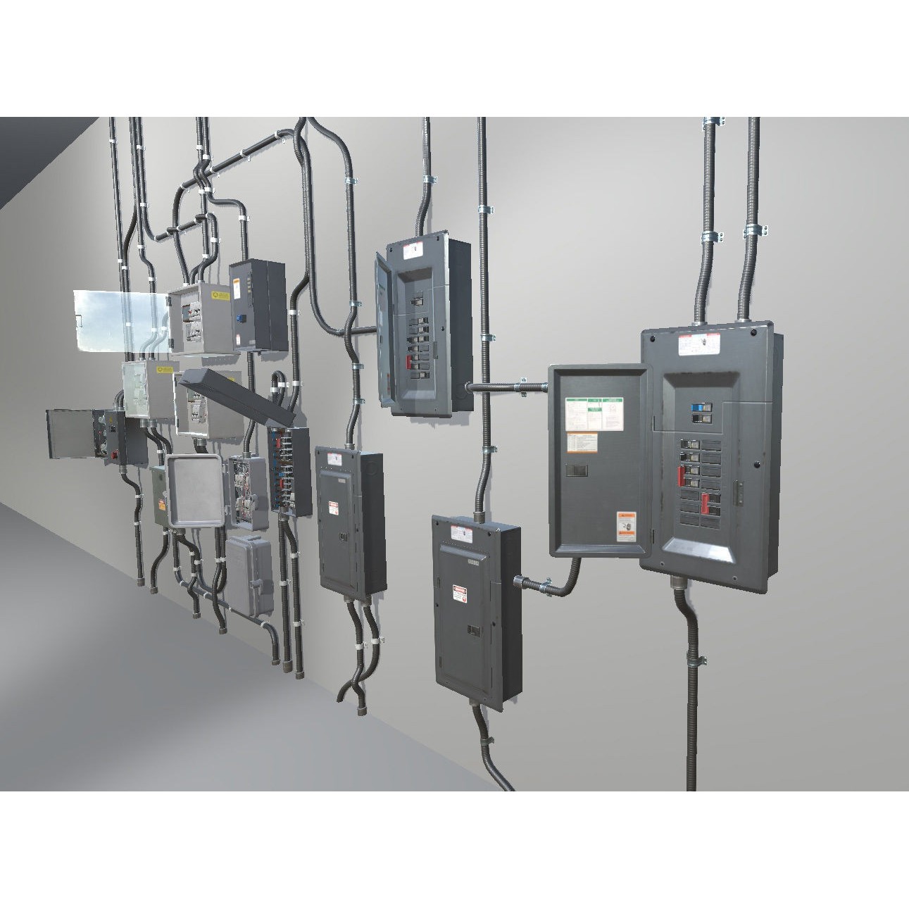Fuse Boxes with Modular Wiring - Low-Poly Game-Ready 3D Model - View 3