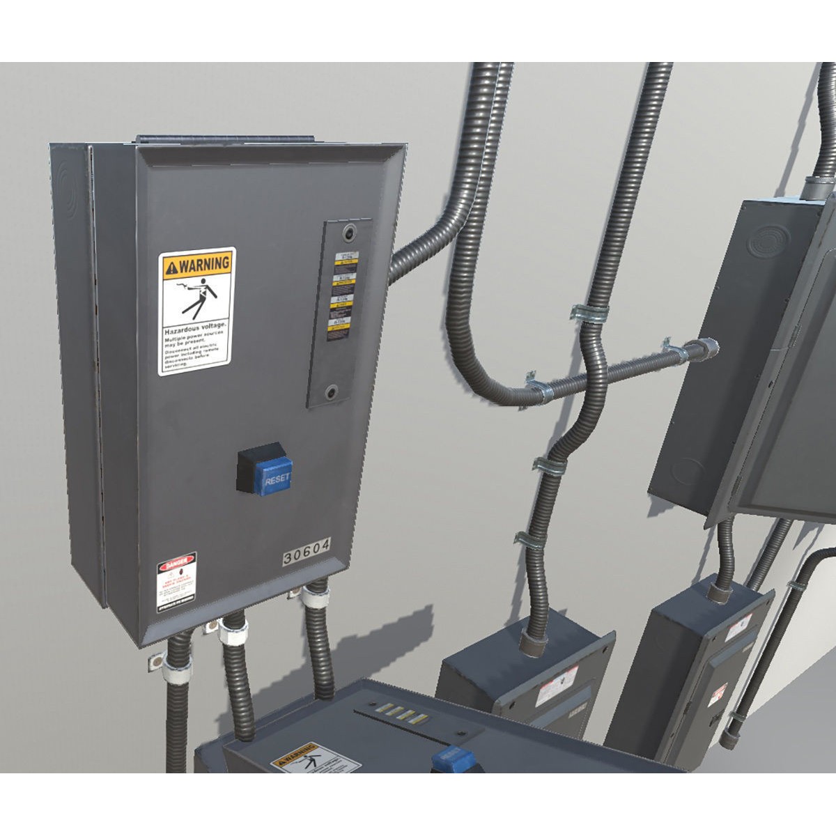 Fuse Boxes with Modular Wiring - Low-Poly Game-Ready 3D Model - View 8
