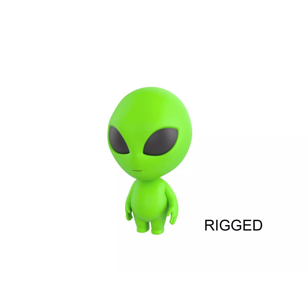 Rigged Alien 3D Model – Cute Cartoon Character, FBX & OBJ - View 2