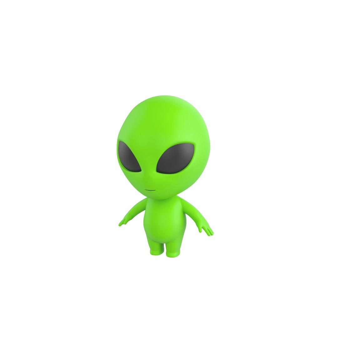 Rigged Alien 3D Model – Cute Cartoon Character, FBX & OBJ - View 3