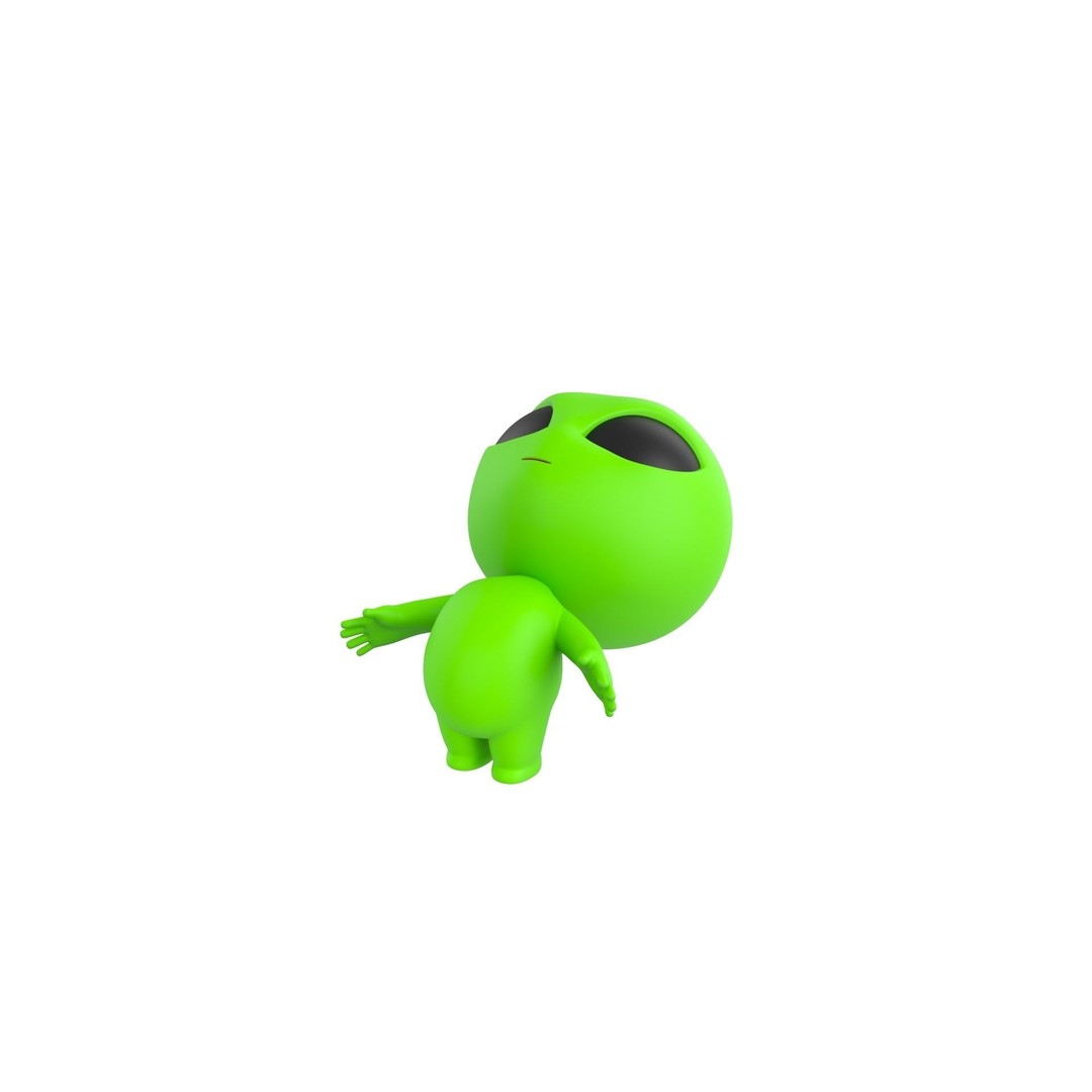 Rigged Alien 3D Model – Cute Cartoon Character, FBX & OBJ - View 6