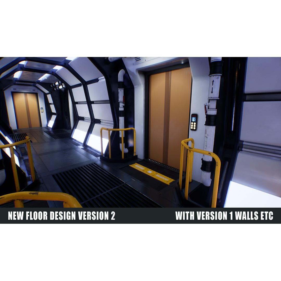 Sci-Fi Space Corridor 3D Model – Low Poly Game Asset, FBX, PBR - View 10