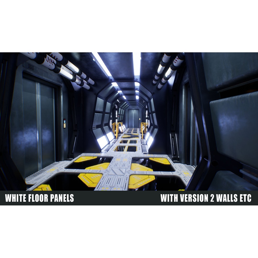 Sci-Fi Space Corridor 3D Model – Low Poly Game Asset, FBX, PBR - View 11