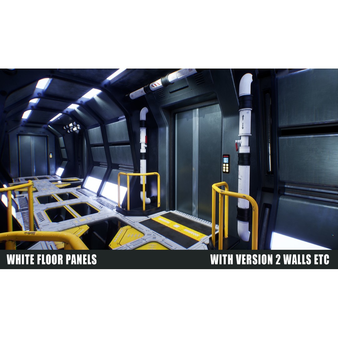 Sci-Fi Space Corridor 3D Model – Low Poly Game Asset, FBX, PBR - View 12