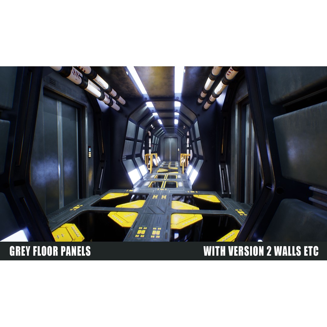 Sci-Fi Space Corridor 3D Model – Low Poly Game Asset, FBX, PBR - View 13