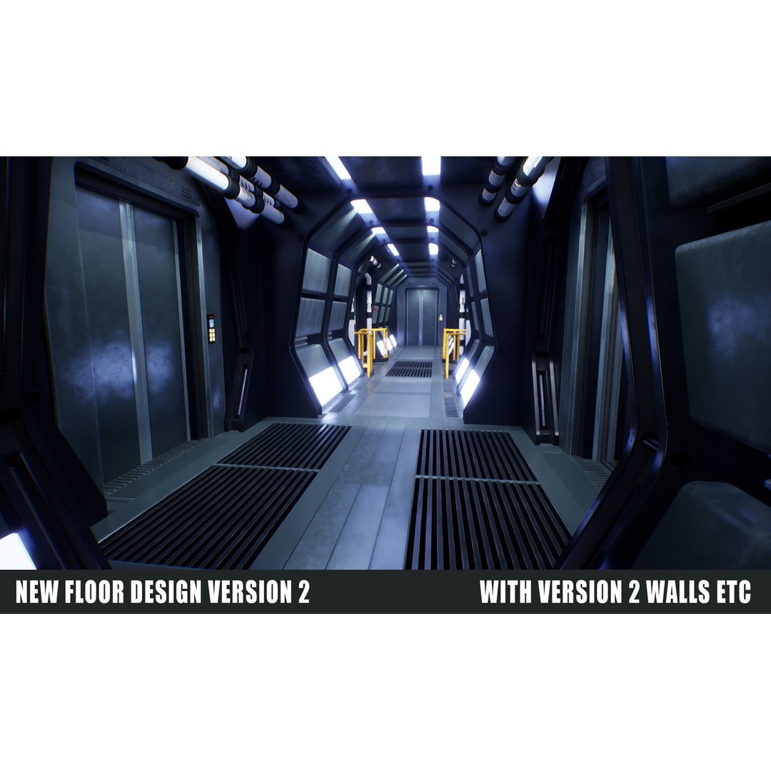 Sci-Fi Space Corridor 3D Model – Low Poly Game Asset, FBX, PBR - View 15