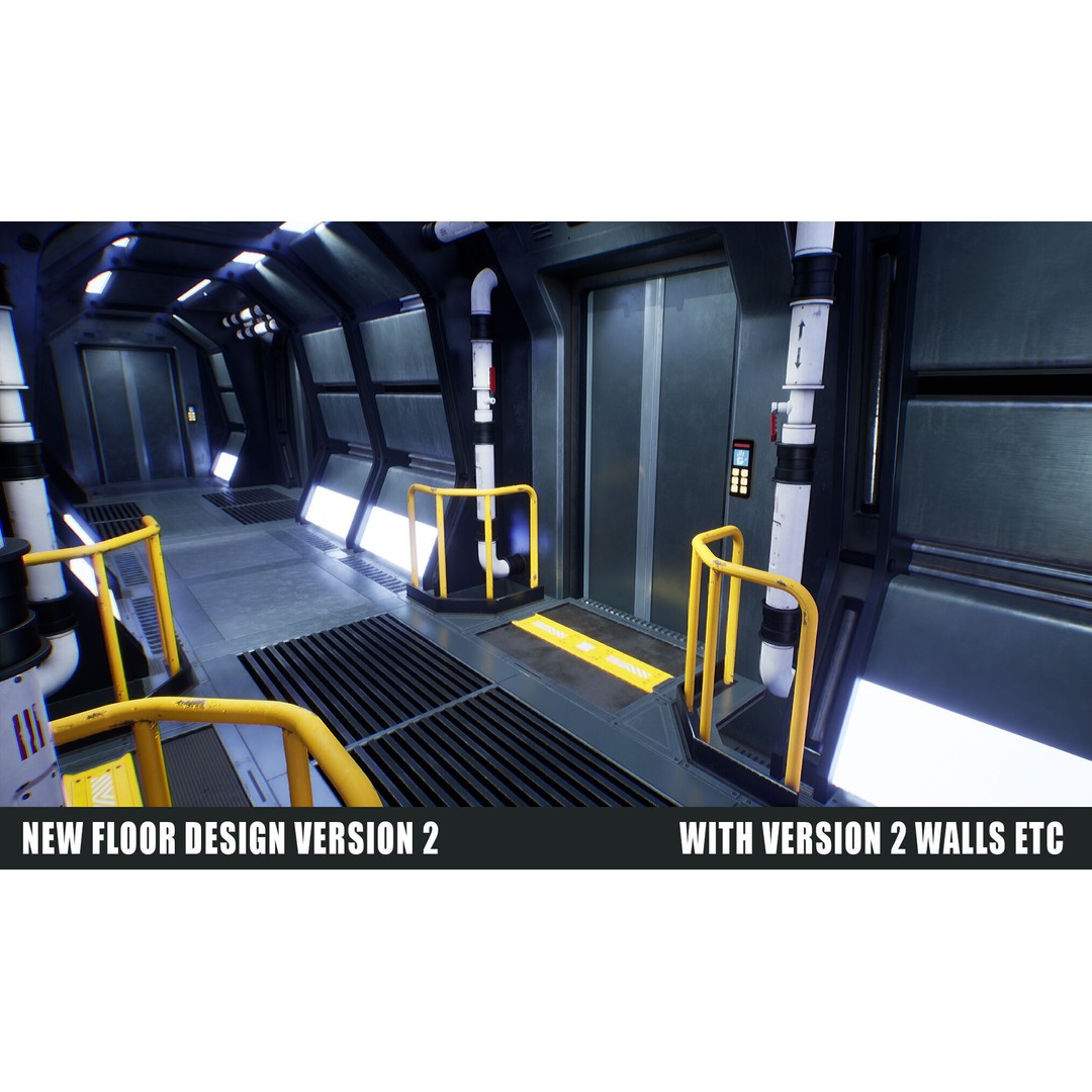 Sci-Fi Space Corridor 3D Model – Low Poly Game Asset, FBX, PBR - View 16
