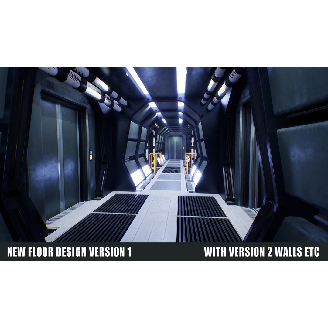 Sci-Fi Space Corridor 3D Model – Low Poly Game Asset, FBX, PBR - View 17