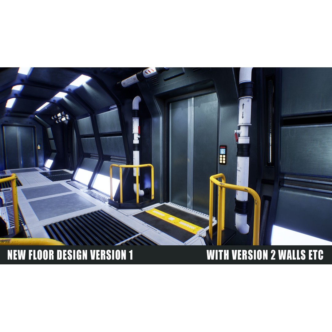 Sci-Fi Space Corridor 3D Model – Low Poly Game Asset, FBX, PBR - View 18
