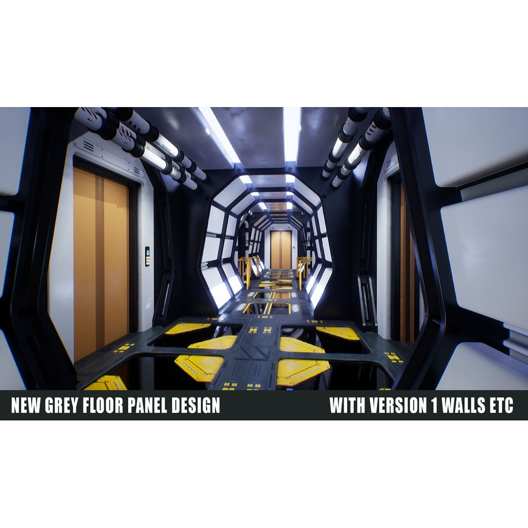 Sci-Fi Space Corridor 3D Model – Low Poly Game Asset, FBX, PBR - View 5