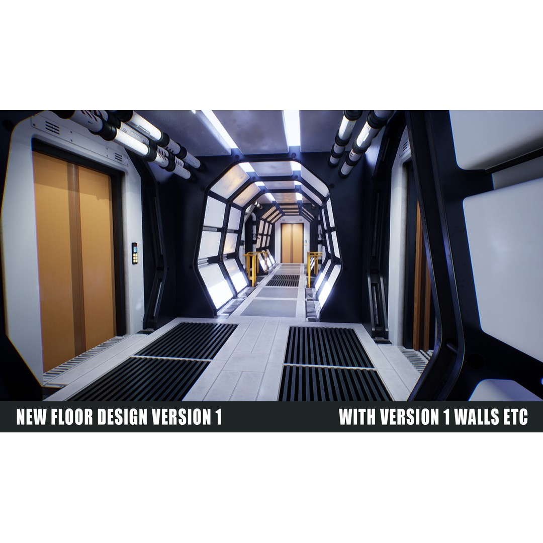 Sci-Fi Space Corridor 3D Model – Low Poly Game Asset, FBX, PBR - View 7