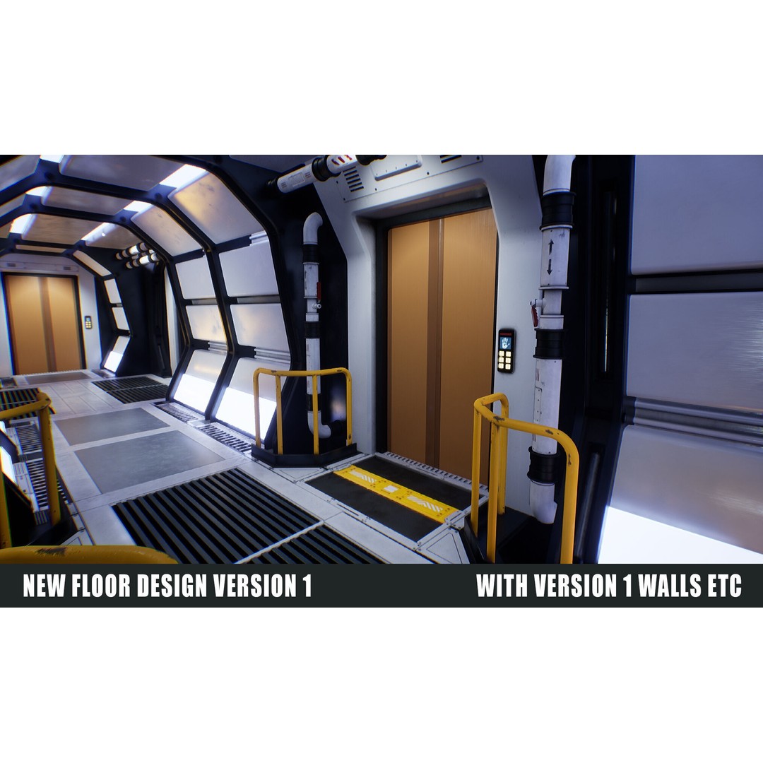 Sci-Fi Space Corridor 3D Model – Low Poly Game Asset, FBX, PBR - View 8