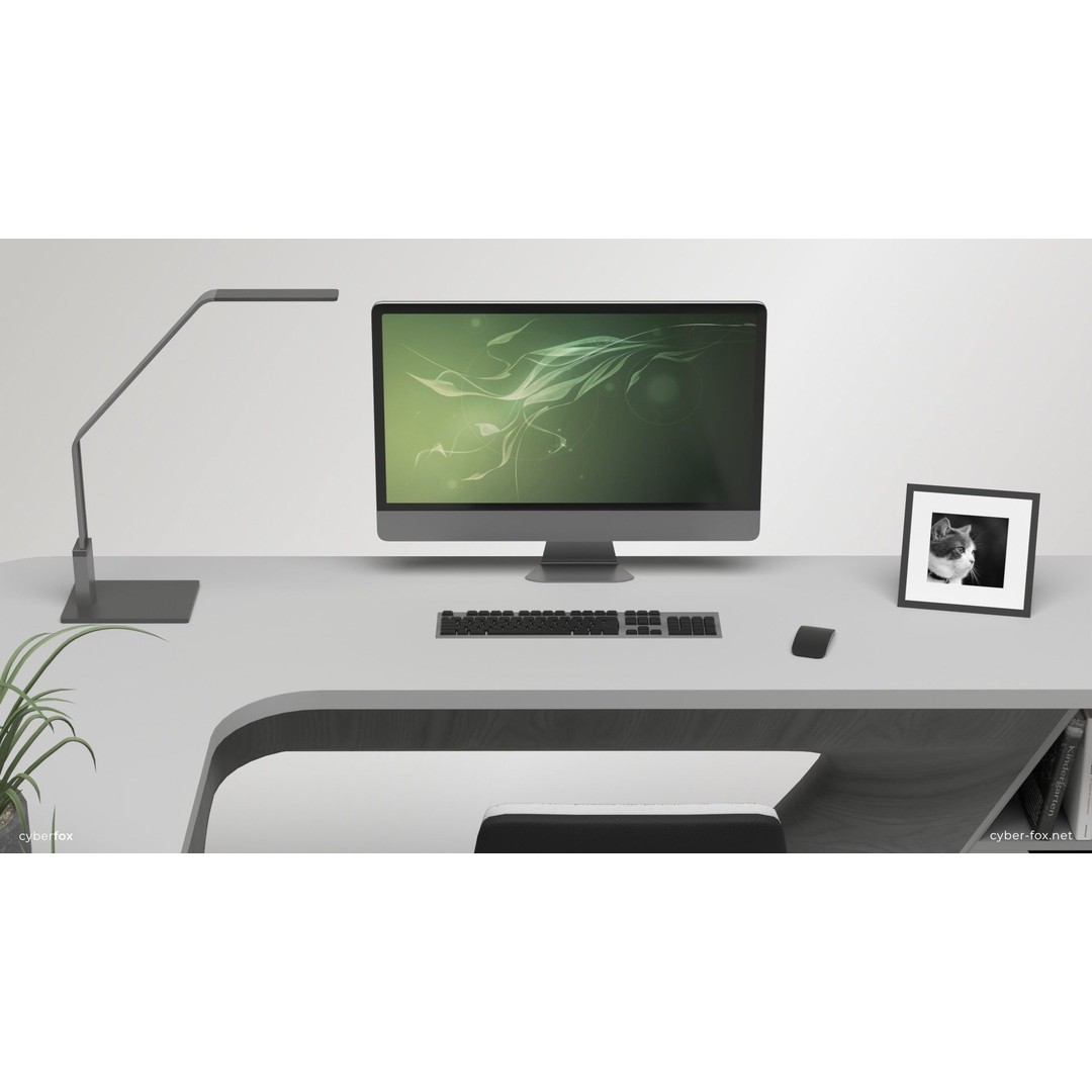 Office Work Space 3D Model – Low Poly Interior Design, PBR - View 13