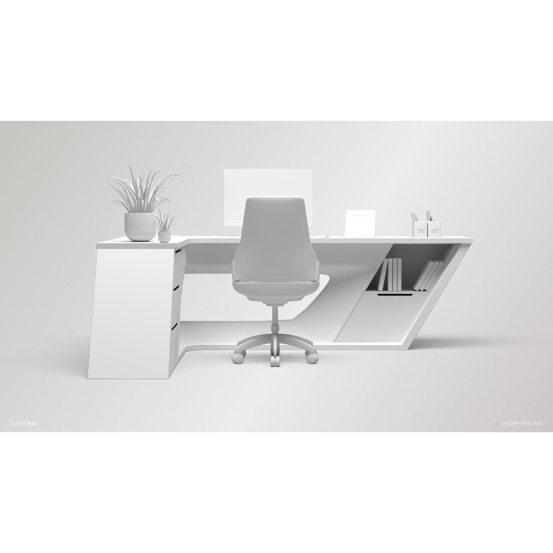 Office Work Space 3D Model – Low Poly Interior Design, PBR - View 15