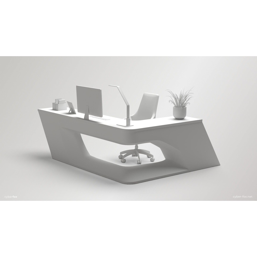 Office Work Space 3D Model – Low Poly Interior Design, PBR - View 18