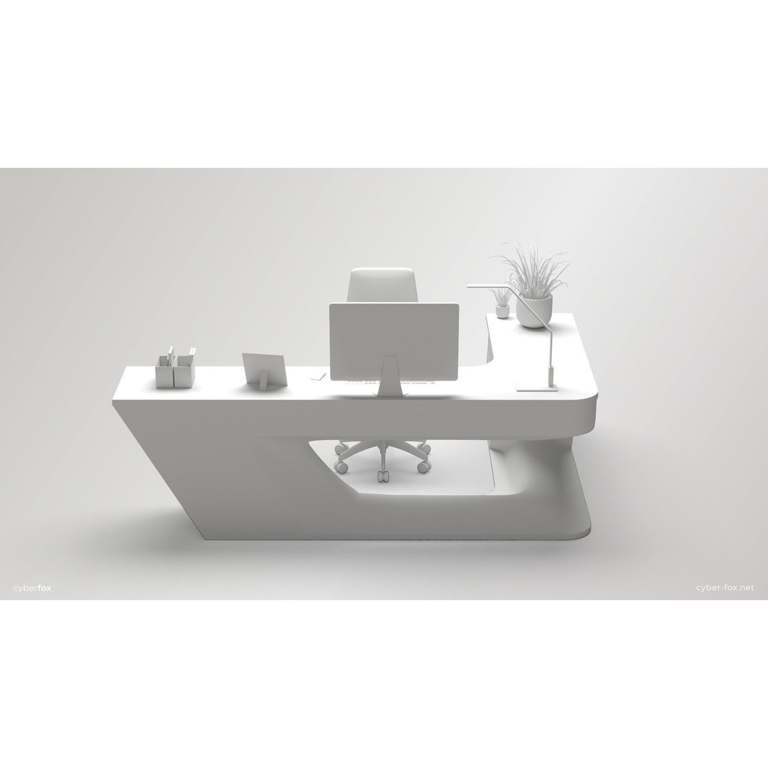 Office Work Space 3D Model – Low Poly Interior Design, PBR - View 19