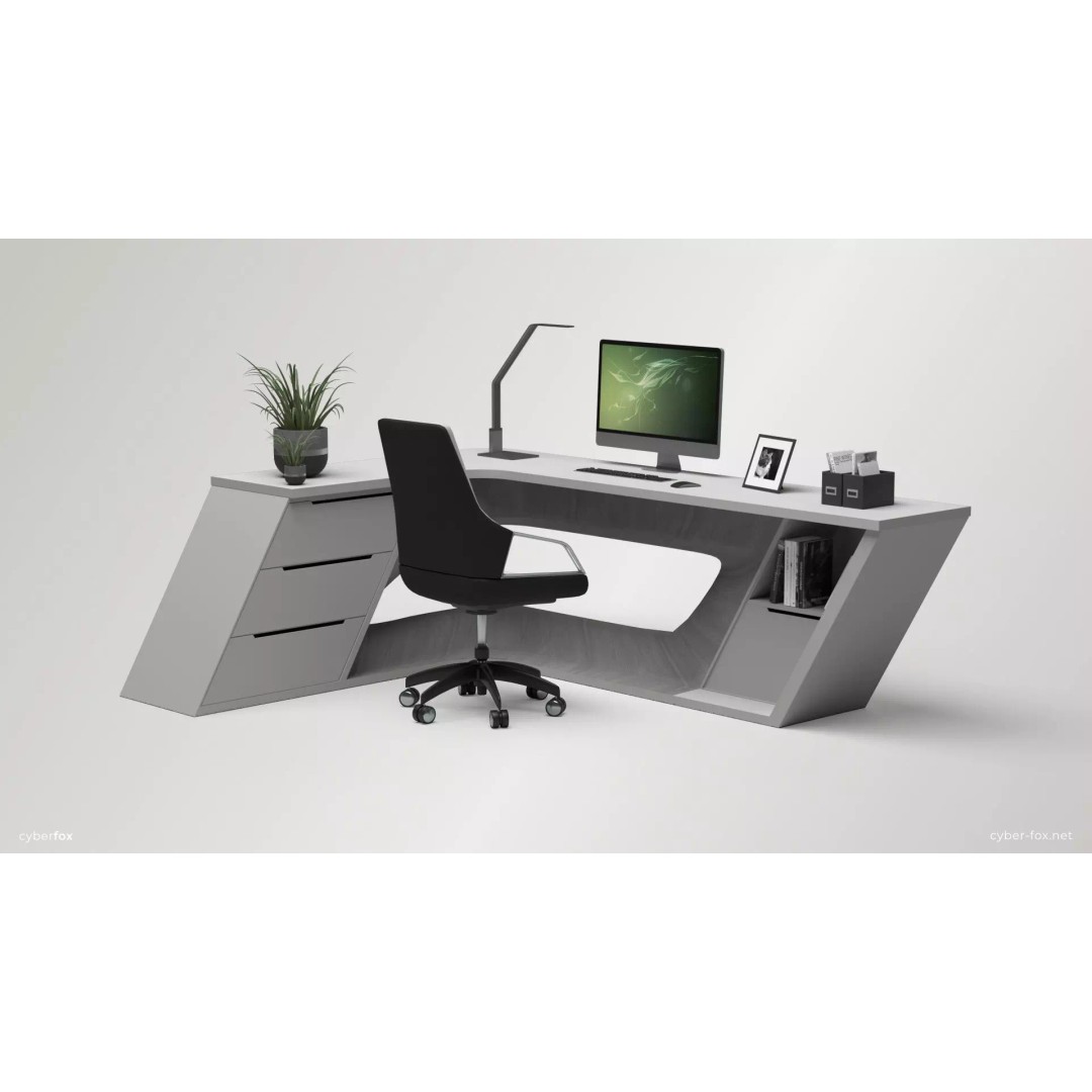Office Work Space 3D Model – Low Poly Interior Design, PBR - View 2