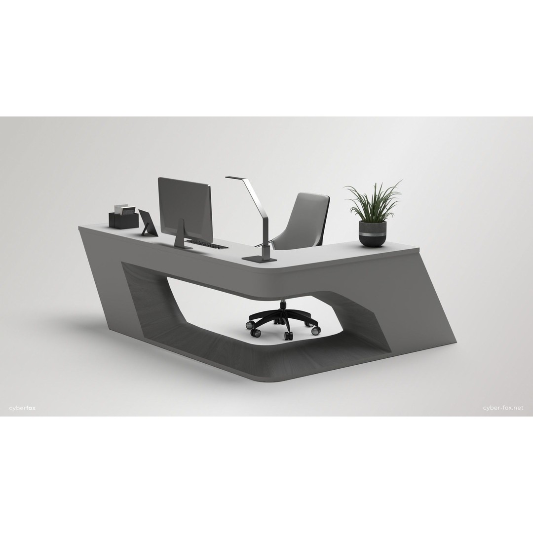 Office Work Space 3D Model – Low Poly Interior Design, PBR - View 3