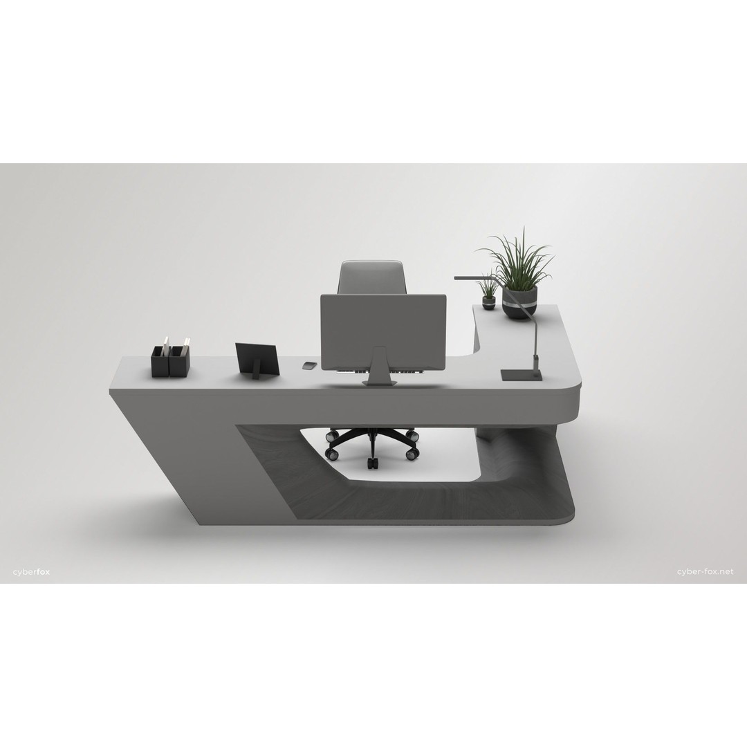 Office Work Space 3D Model – Low Poly Interior Design, PBR - View 4