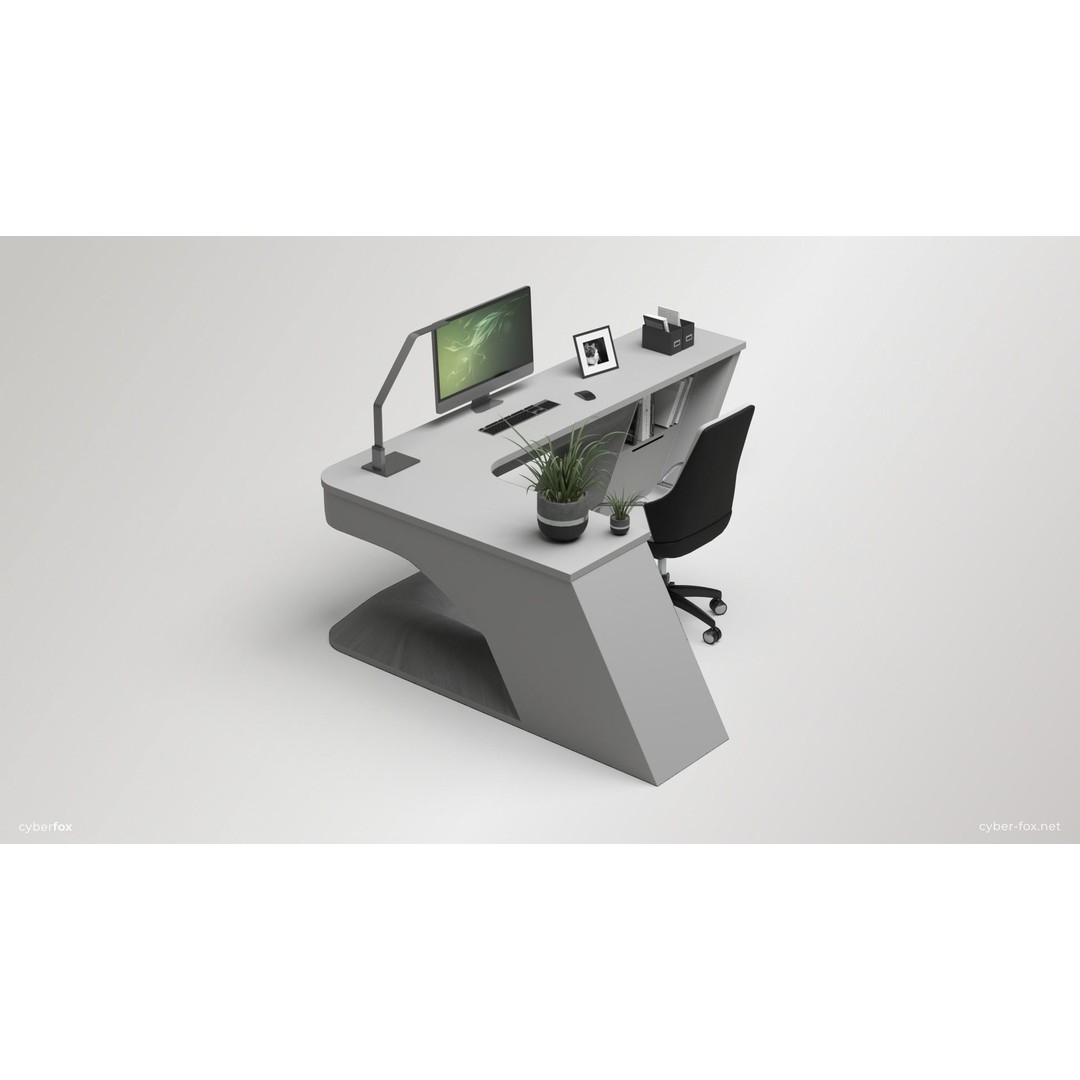 Office Work Space 3D Model – Low Poly Interior Design, PBR - View 6