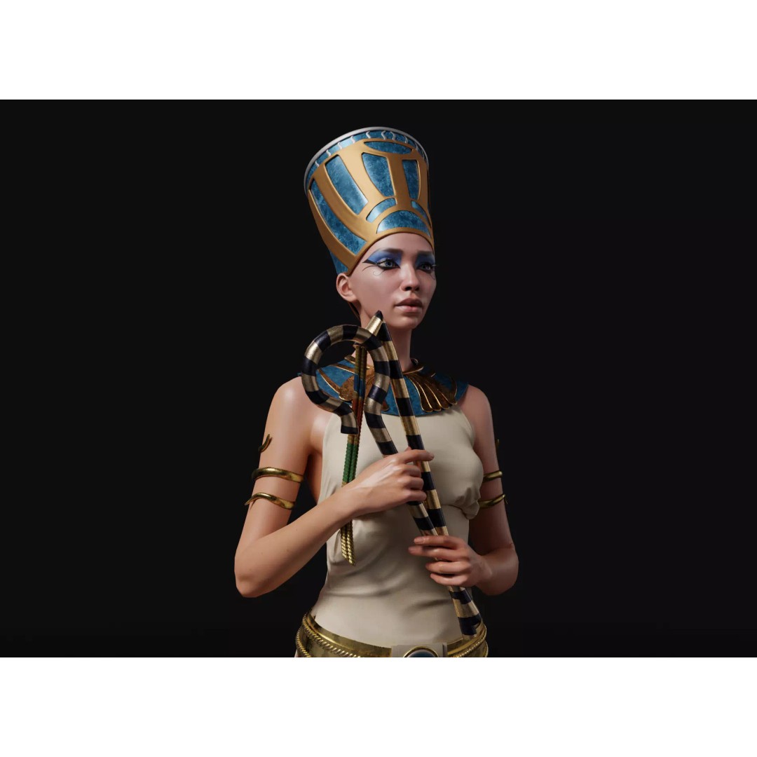 Cleopatra 3D Model – High Detail Egyptian Queen Character, FBX, OBJ - View 2