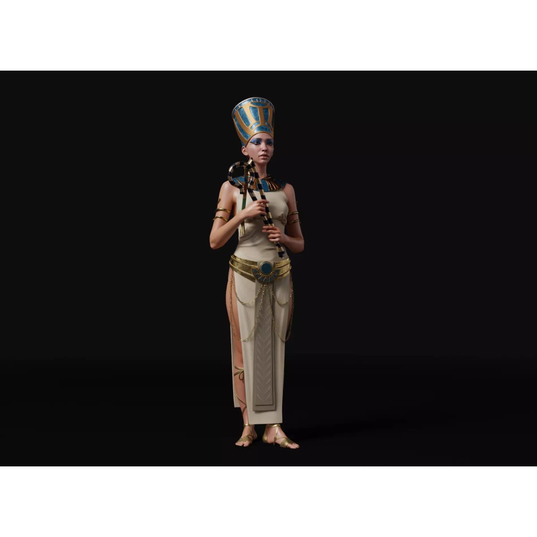 Cleopatra 3D Model – High Detail Egyptian Queen Character, FBX, OBJ - View 3