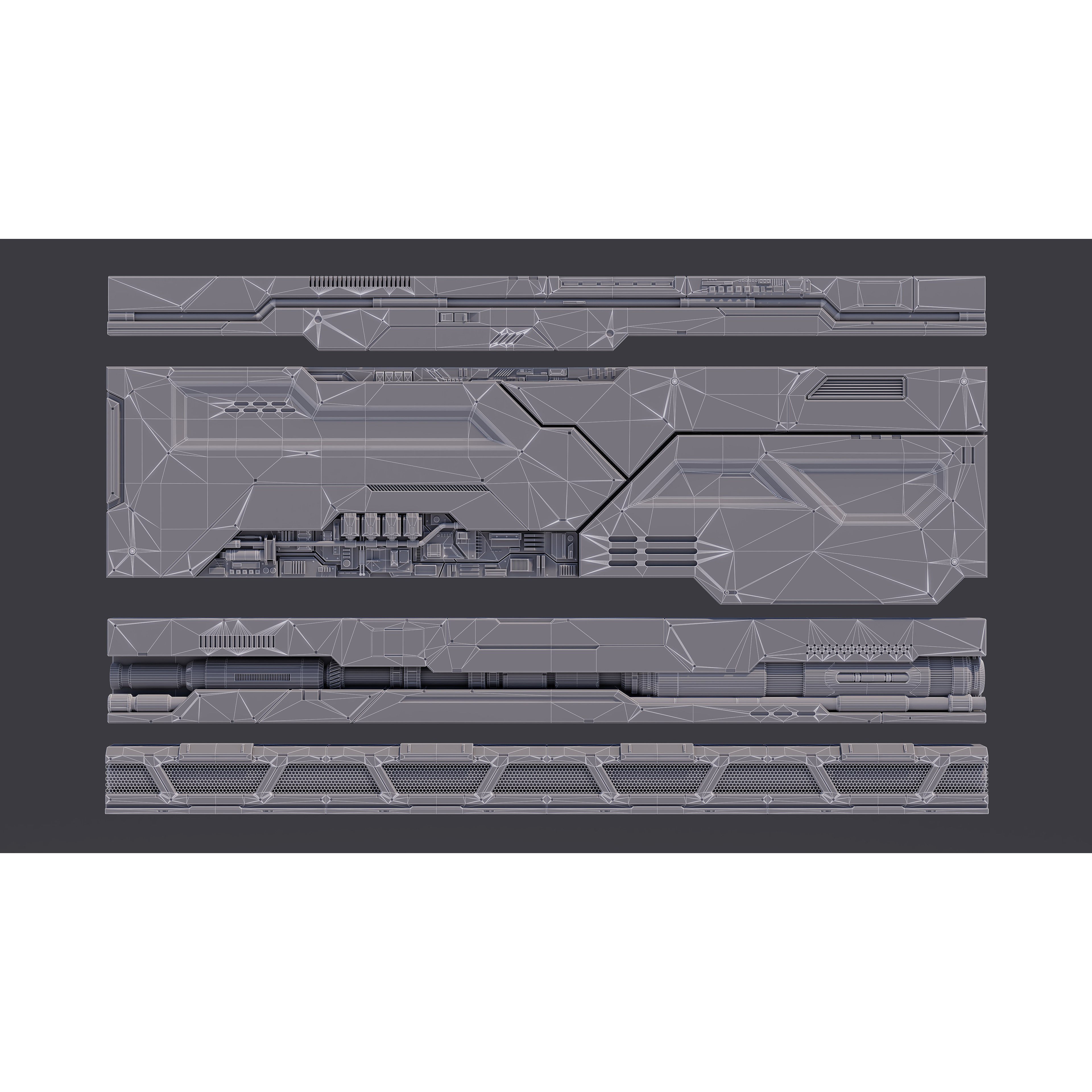 Sci-Fi Architecture Panels Kit Vol 02 - Low-Poly Game-Ready 3D Model - View 11
