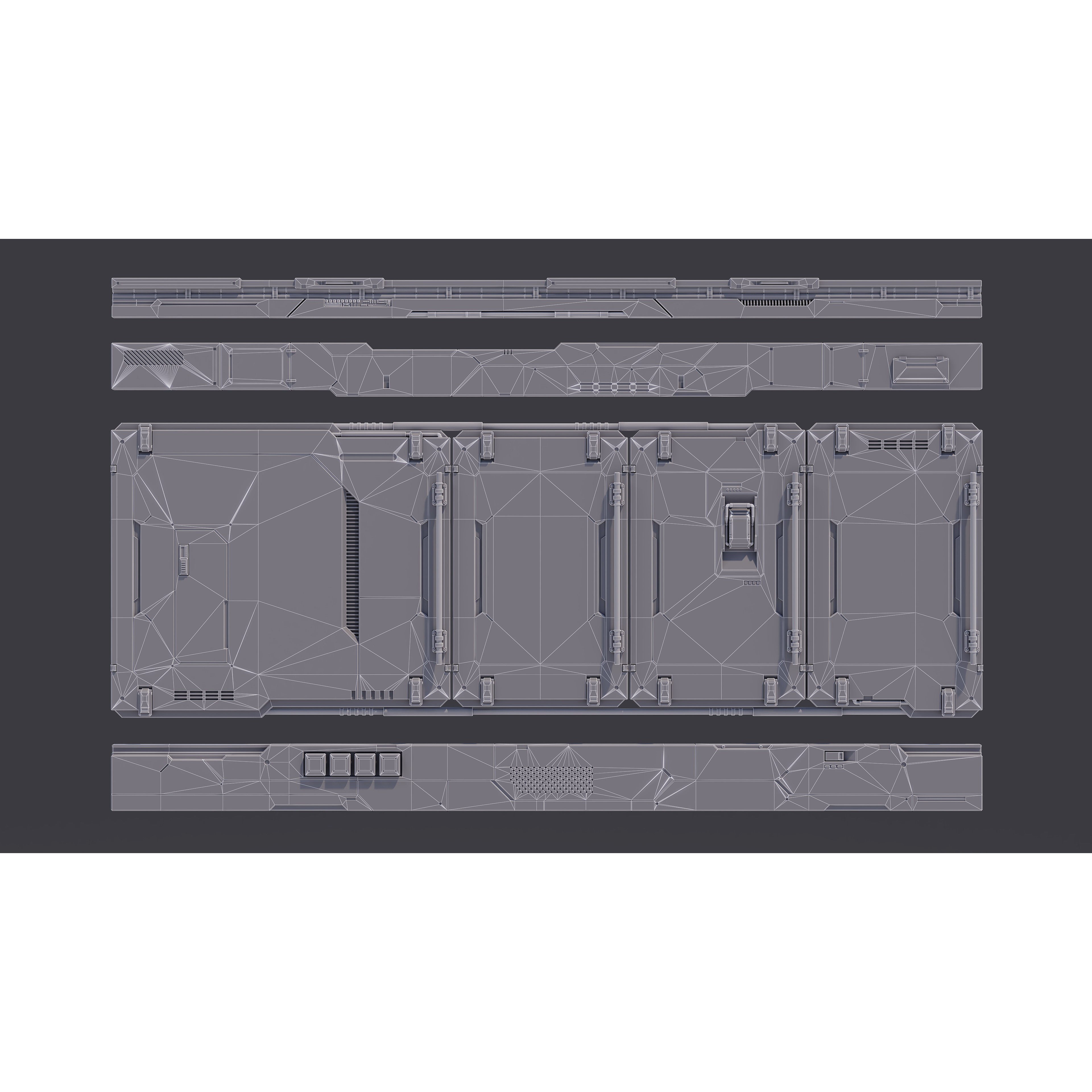 Sci-Fi Architecture Panels Kit Vol 02 - Low-Poly Game-Ready 3D Model - View 13