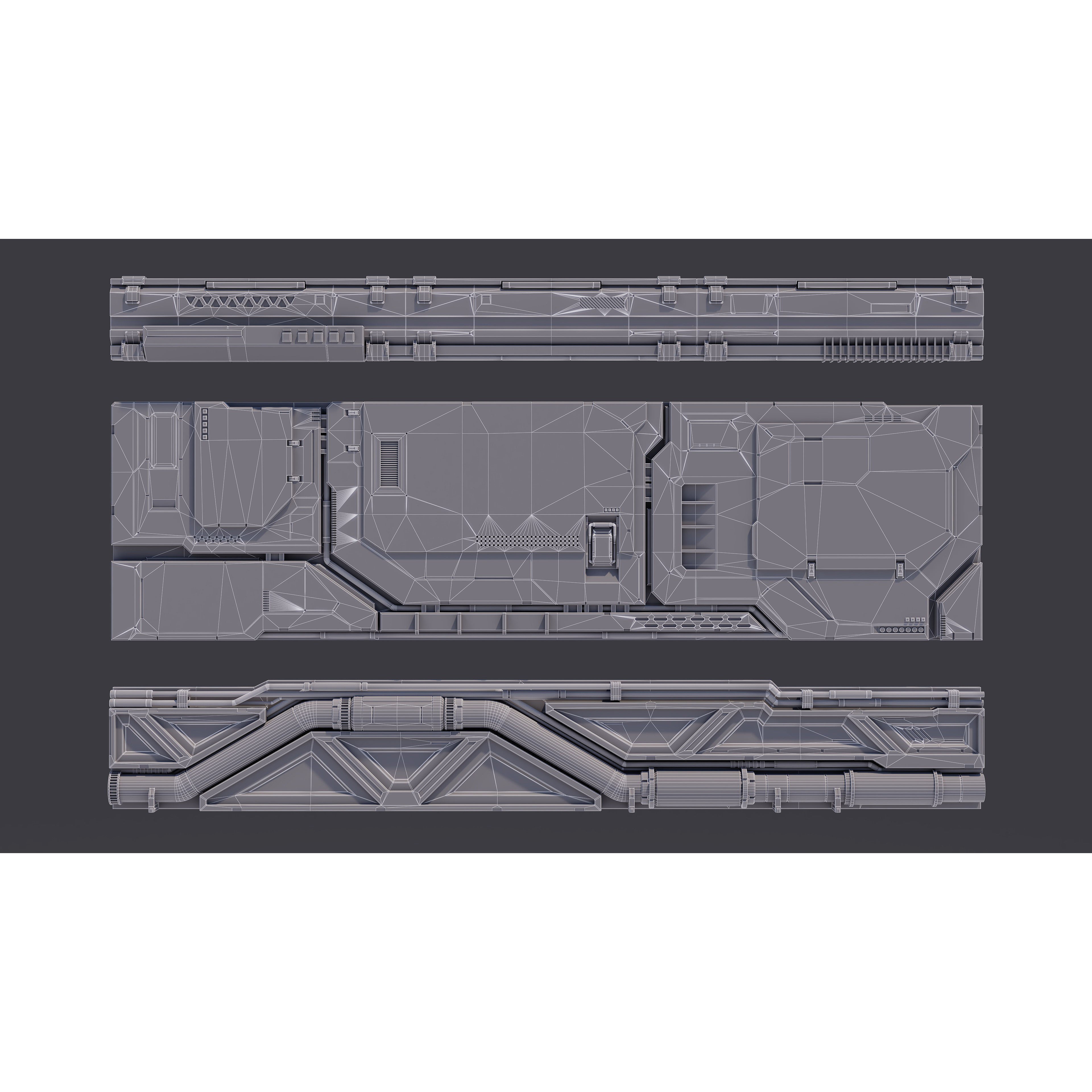 Sci-Fi Architecture Panels Kit Vol 02 - Low-Poly Game-Ready 3D Model - View 15